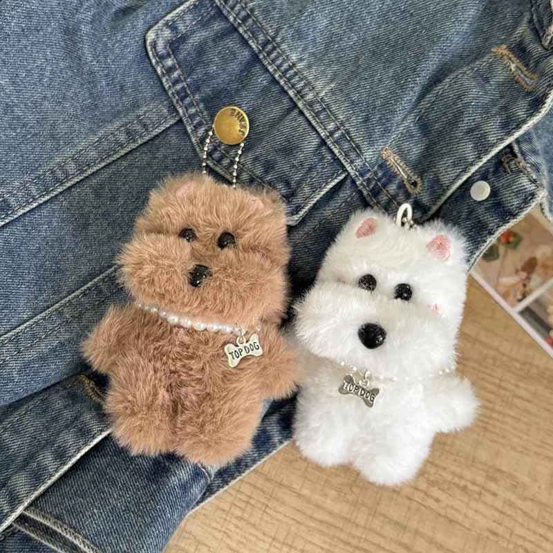 MX 1 pz. simpatico portachiavi in peluche Kawaii West Highland, cagnolino cartone animato, portachiavi per coppia, grazioso ciondolo per borsa, regali