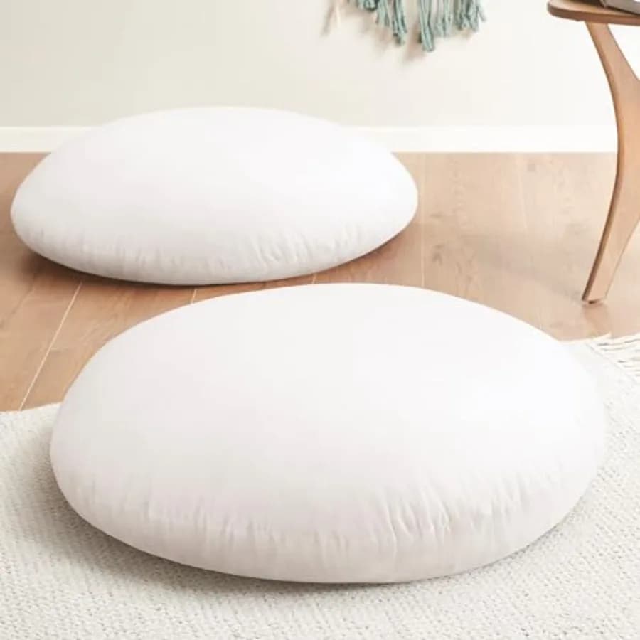 Round Floor Pillow Insert 2 Sets Large Thick Meditation Cushion Circular Seating Cushions and Pouf Inserts 32 Inch Memory Foam