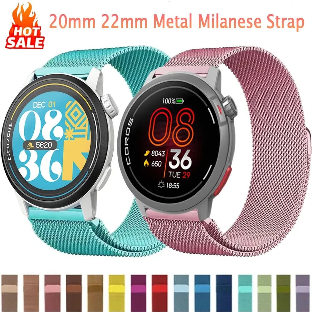 Cinturino in metallo milanese da 20mm 22mm per CMF Watch 3-2-1 Pro, per SUUNTO Run/Vertical 2-1/Race, per COROS APEX 4 42mm/PACE Pro