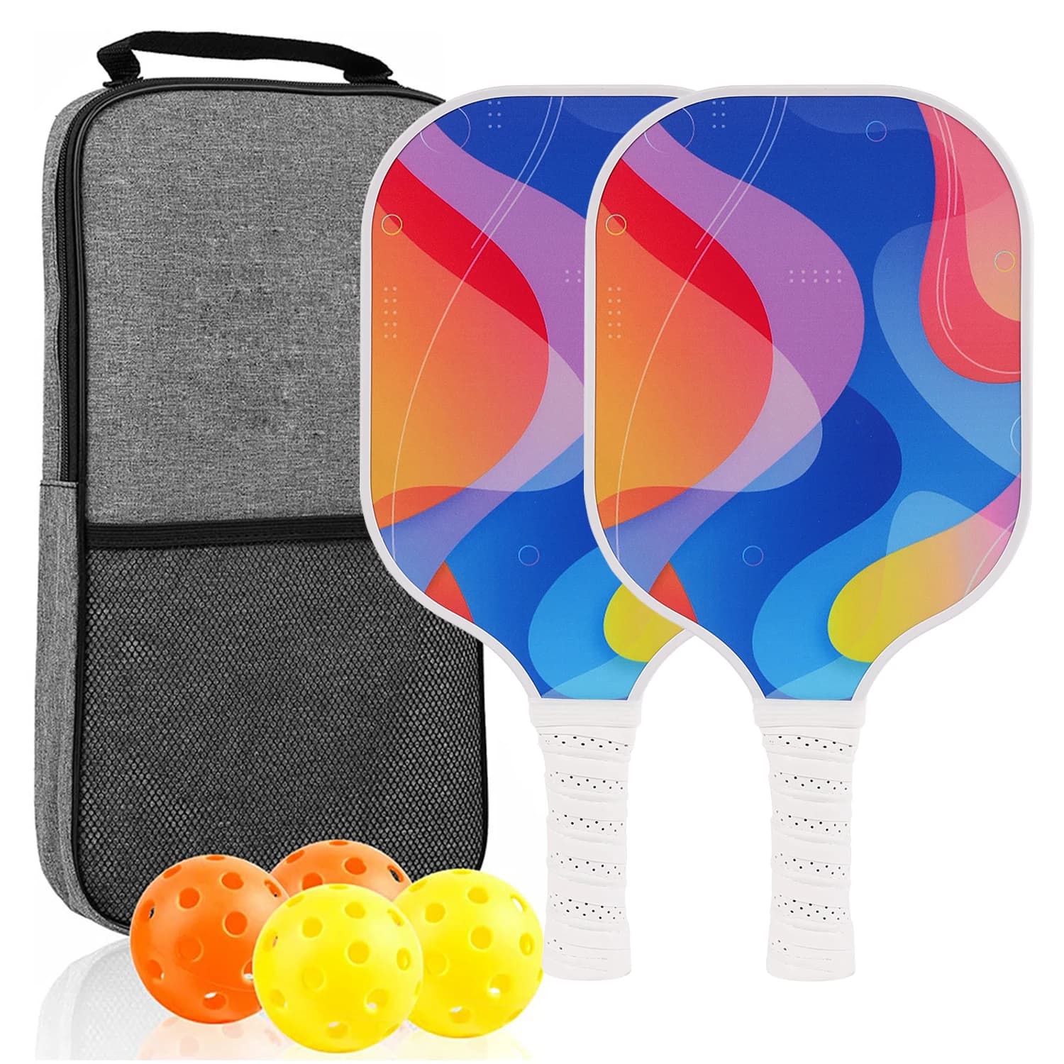 Pickleball Paddles Set di 2 USAPA approvato fibra di vetro sottaceto palla racchetta Indoor Outdoor Game 4 palline borsa per il trasporto Set di racchette