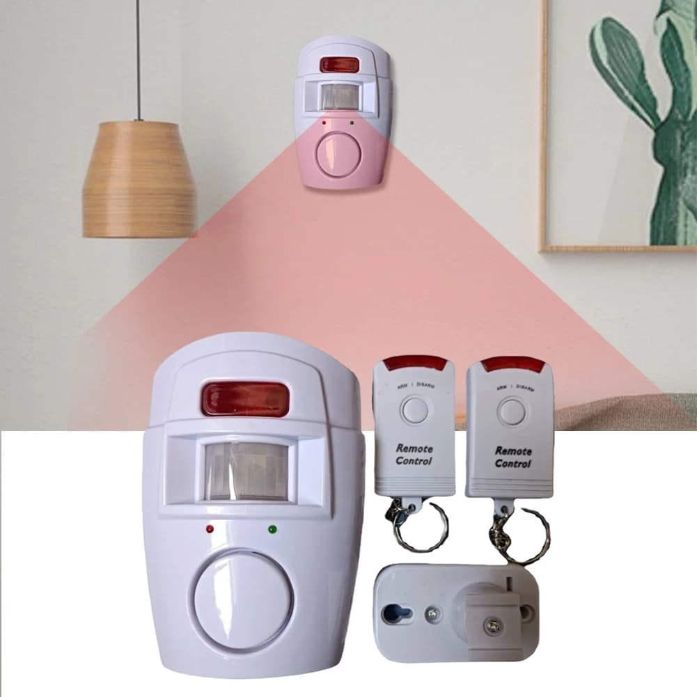 Allarme sensore di movimento wireless con 2 telecomandi Allarme rilevatore di movimento Alimentato a batteria per set di allarmi per porta capannone garage roulotte