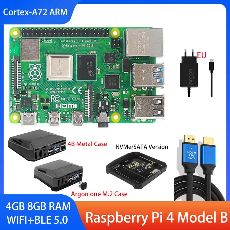 Raspberry Pi 4 Model B 4/8 GB RAM Cortex-A72 ARM V8 64-Bit SoC 1.5GHz Gigabit Ethernet WiFi BLE5.0 4K Video For Raspberry Pi 4B