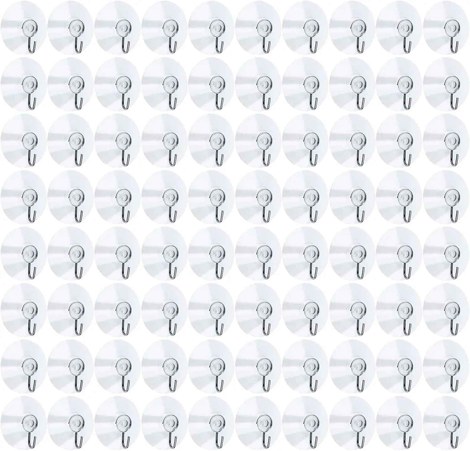 80 Pcs Suction Cup Wall Hooks with Clear Sucker Pads for Hanging Towels, Decor in Kitchen Bathroom Window