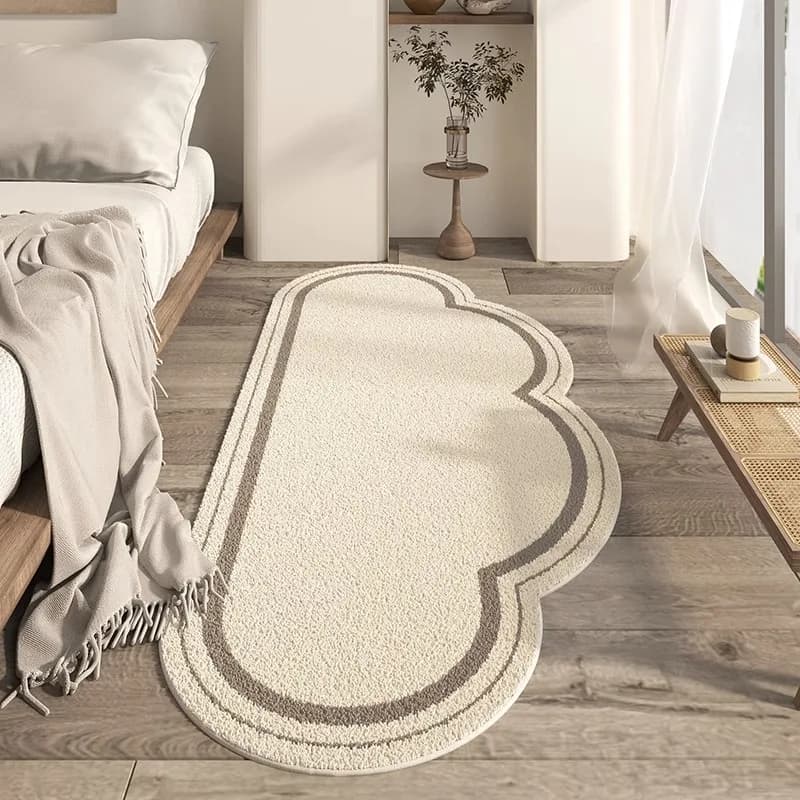 VIKAMA Tappeto da comodino per camera da letto in stile Zen - Tappeto nuvola - Tappetino a strisce lunghe di lusso e fascia alta - Decorazione domestica che riduce il calore