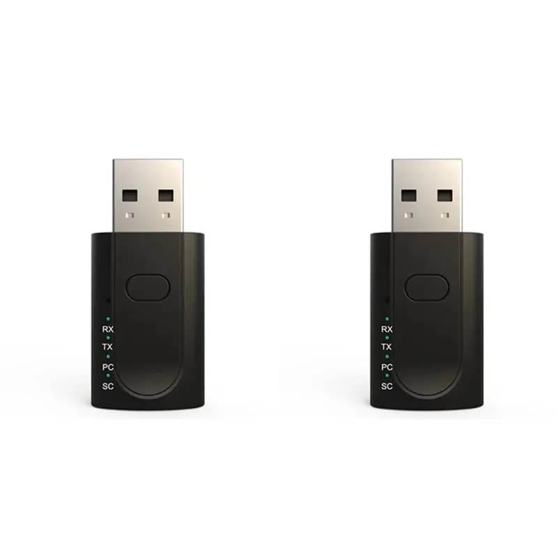 2X Adattatore USB Bluetooth 5.1 4-in-1, Ricevitore e Trasmettitore Audio Wireless, Scheda Audio USB Esterna, Adattatore per Altoparlanti Auto