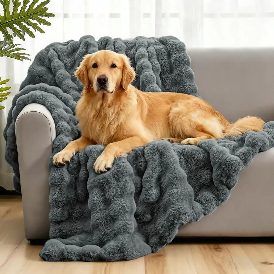 Covered for Bed Sofa Dogs, Covered in Fined Rabbit Fur, Reversible Protection for Furniture, Pet Cover