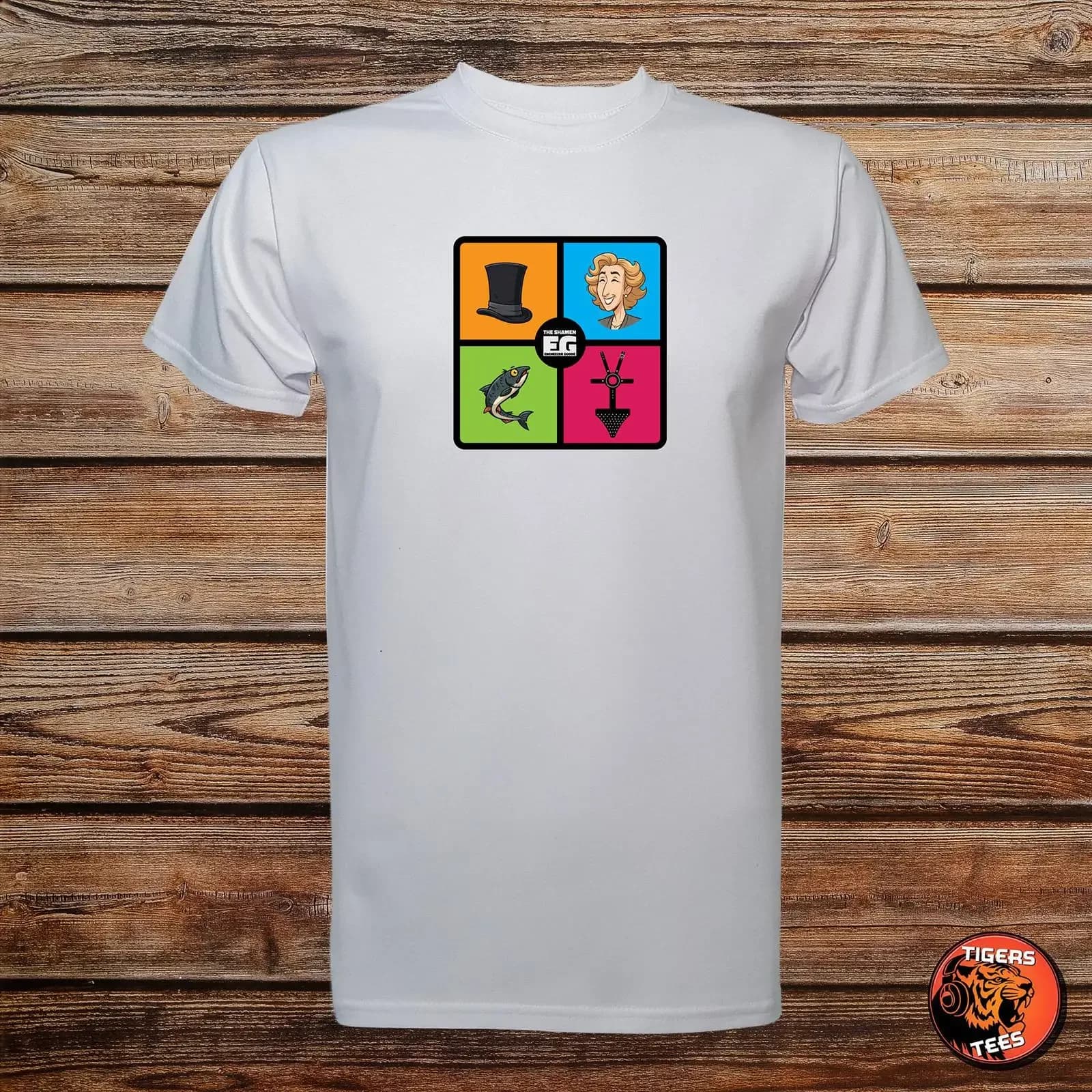 The Shamen Ebeneezer Goode Tribute T Shirt 90s Rave Culture Music Fan Pop Art Casual Made In UK vintage Washed Soft Unisex