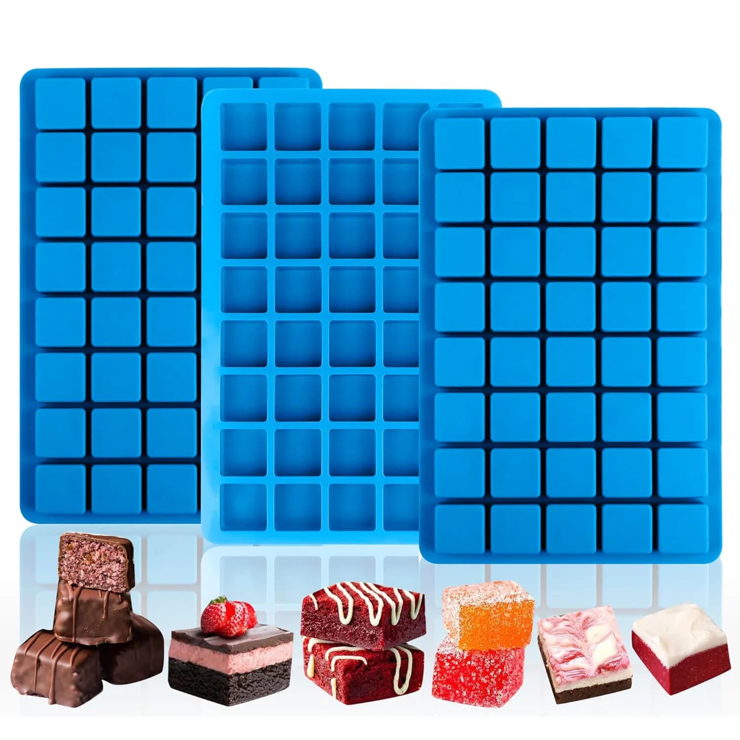 1Pcs and 2pcs，40 Cavities Square Silicone Molds, Mini Cubes Silicone Mold for Chocolate, Hard Candy, Ice Cubes, Gummy Cake Molds
