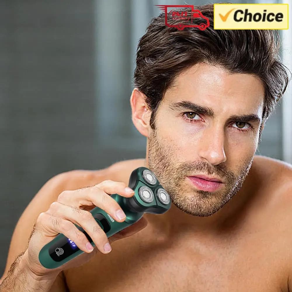 Rasoio Elettrico da Viaggio per Uomo, Ricaricabile USB, Tre Testine Flottanti, Lavabile, Trimmer per Barba e Viso, per Auto e Casa