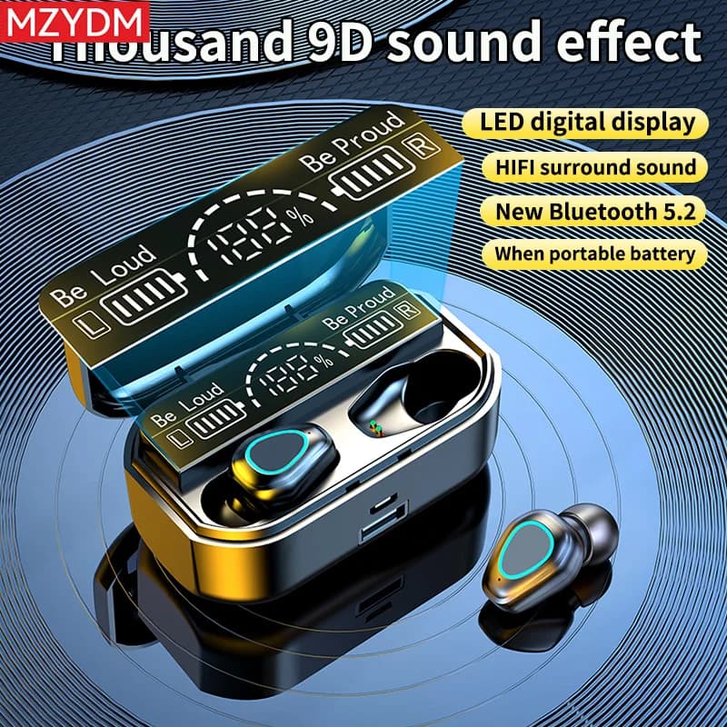 TWS Wireless Bluetooth Headset with Charge Box for Phone Noise Cancelling Mic Earbuds LED Display Headphones Sport Earphones