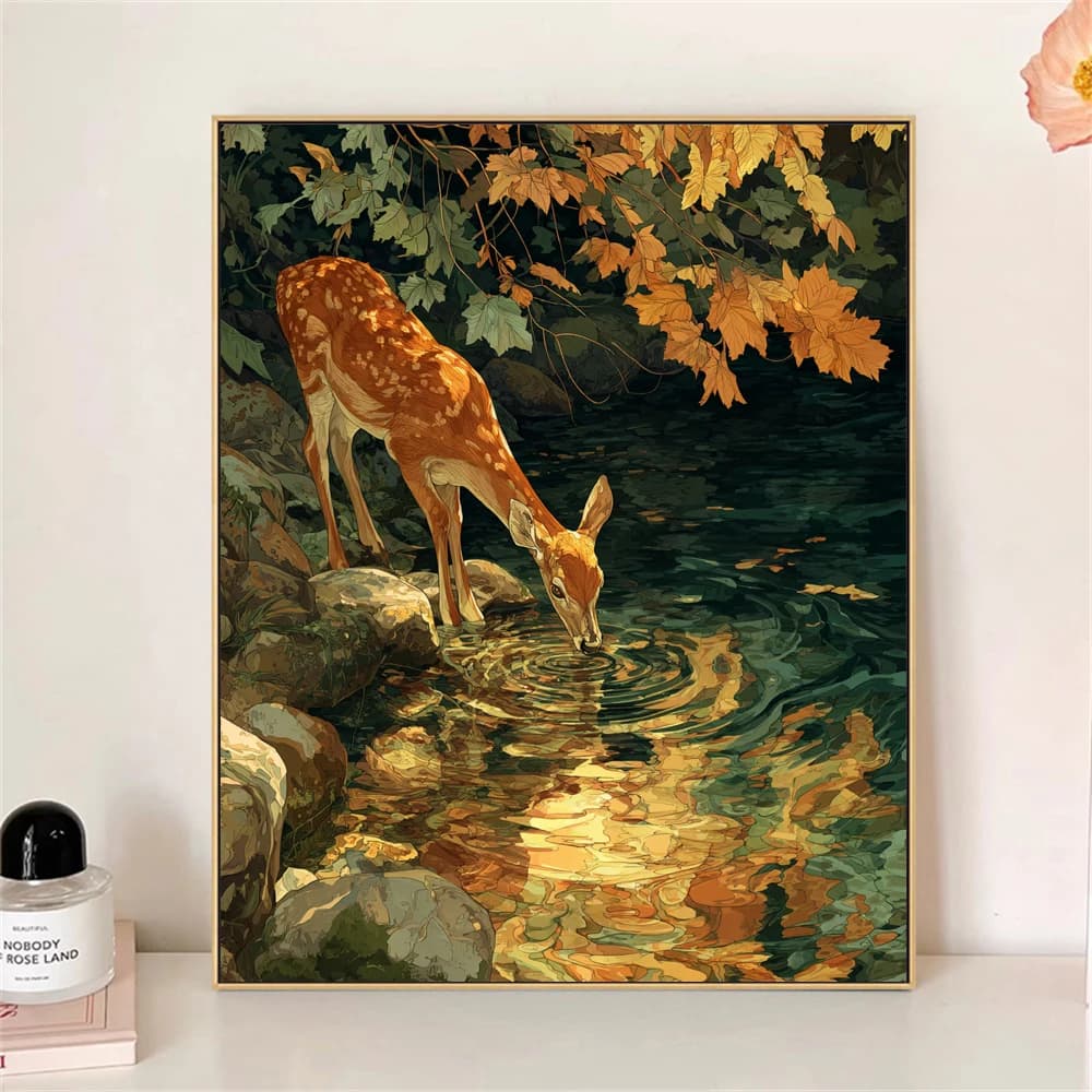 Paint by Numbers For Adult Kit The Drinking Deer DIY Dropshipping acrylic Oil Painting Canvas by Number Home Decor
