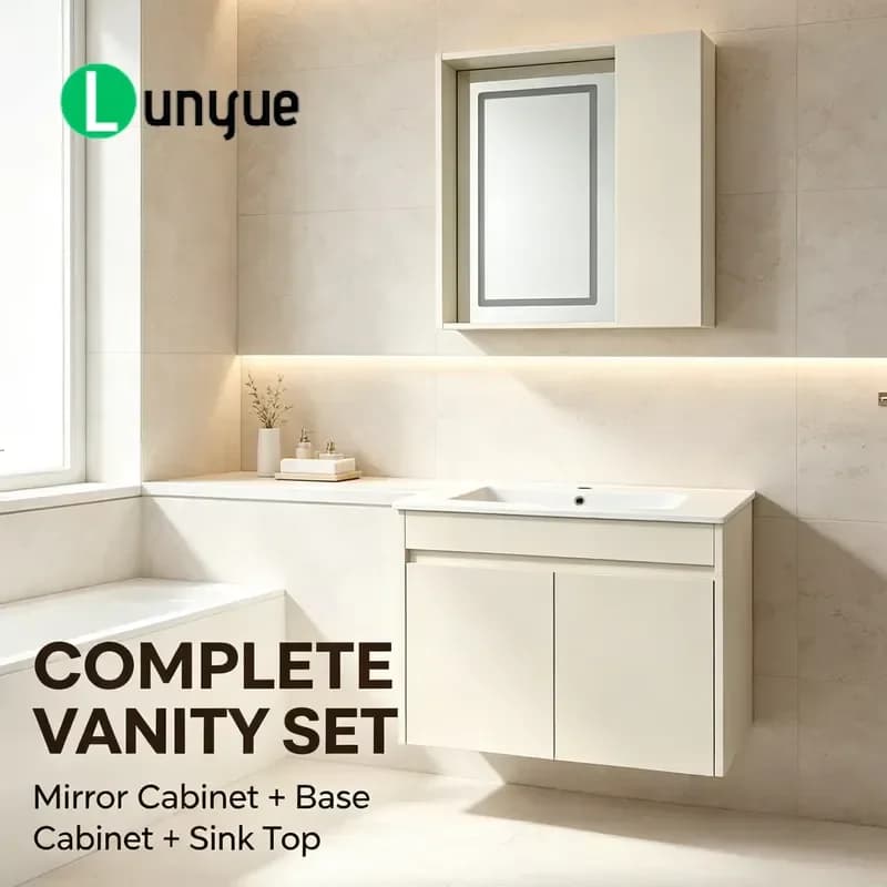 Modern Wall Mounted Bathroom Cabinet with Mirror and Sink Combo Vanity Unit Storage Furniture for Home Bathroom Decoration
