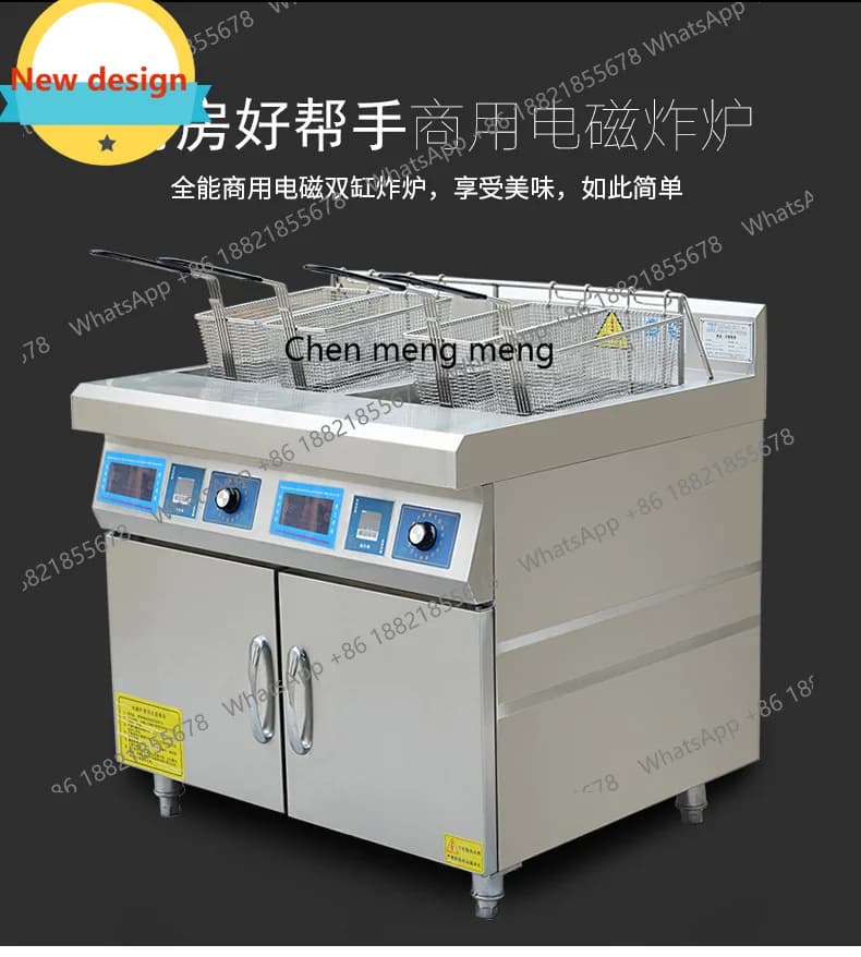 Friggitrice Commerciale a Doppia Vasca A601 40L con Controllo Elettromagnetico della Temperatura, Tipo Armadio per Pollo Fritto e Patatine Fritte