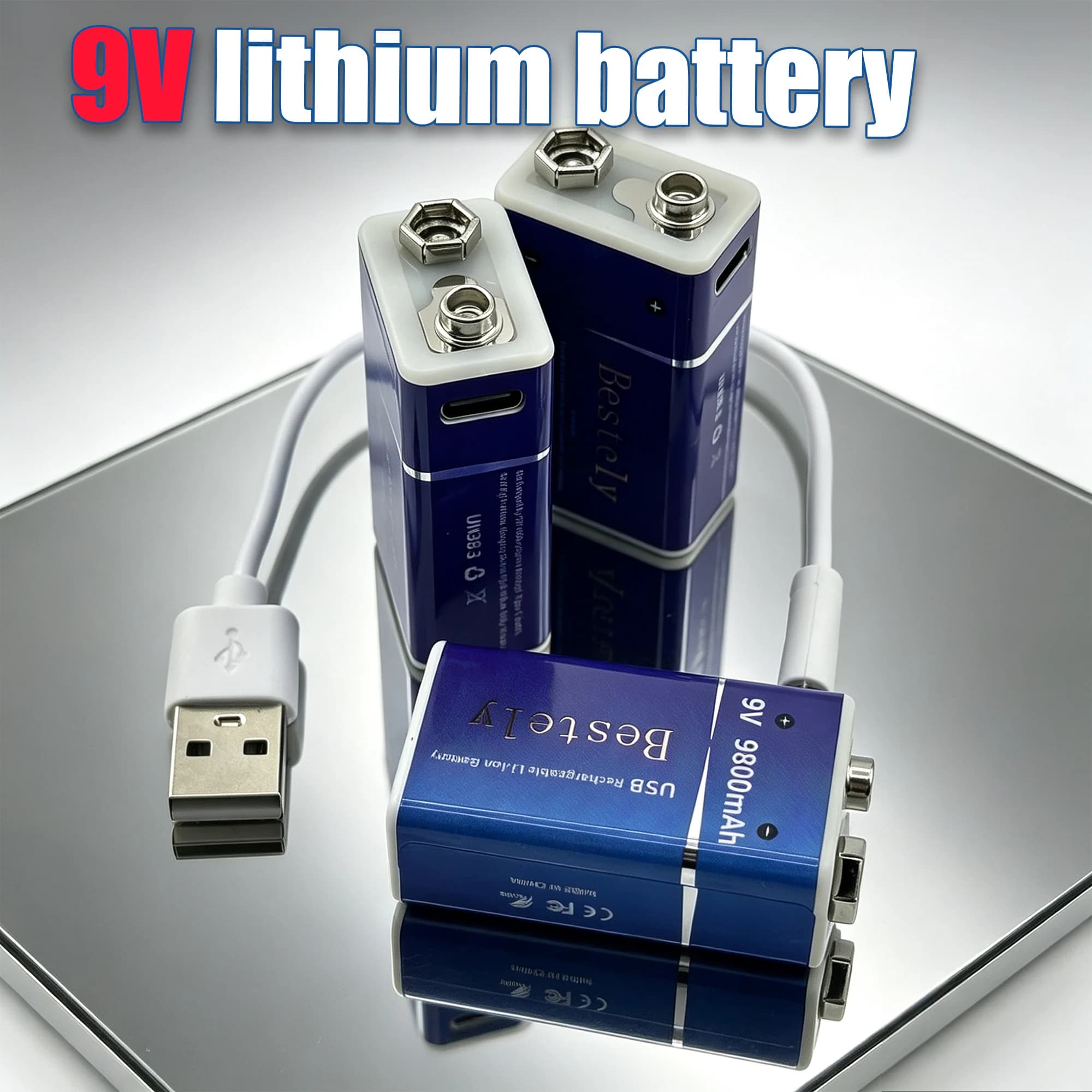 Batteria al litio ricaricabile da 9 V, multimetro da 9 V, rilevatore di fumo 6f22, 9 # Citofono quadrato, 9V