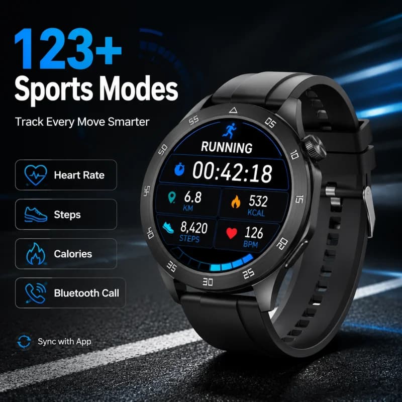 GEJIAN New Sport Smartwatch with AMOLED Screen for Men, with Cardiaca Frequency Monitoring, BT Calls, Waterproof IP67