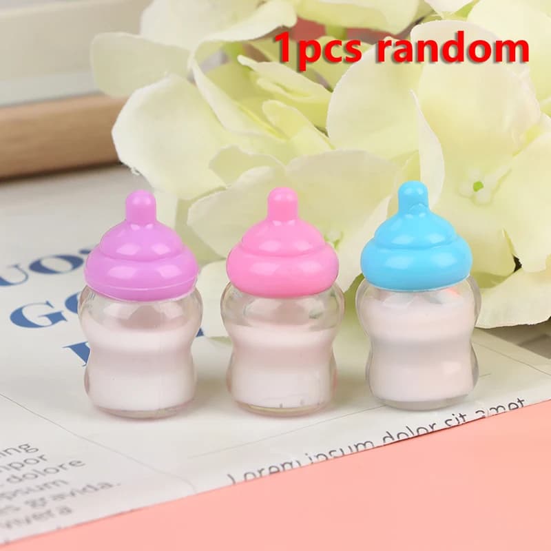 1Pc Bambini Giochi di imitazione Giocattoli Mini Capezzolo Baby Doll Ciuccio Bottiglia per la casa delle bambole Alimentazione Accessori fai da te Colore casuale