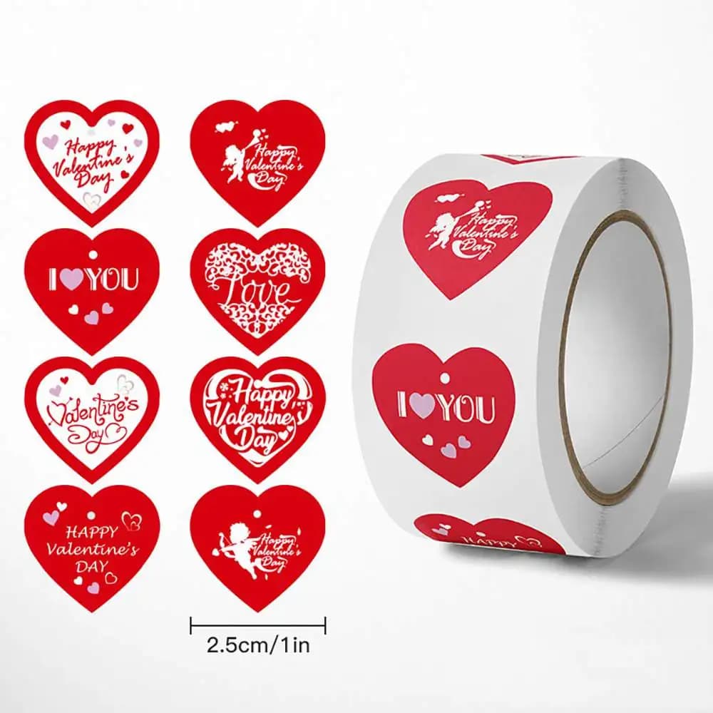 TYFYO 500 adesivi per San Valentino - Adesivi con cuore d'amore da 1 pollice per la festa di nozze, la decorazione dei regali