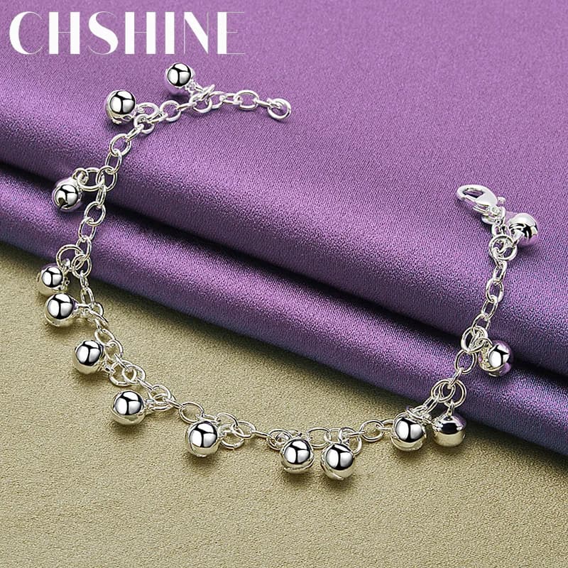 CHSHINE Bracciale con ciondolo romano quadrato rotondo in argento sterling 925 con ciondoli alla moda 20 cm 8 pollici