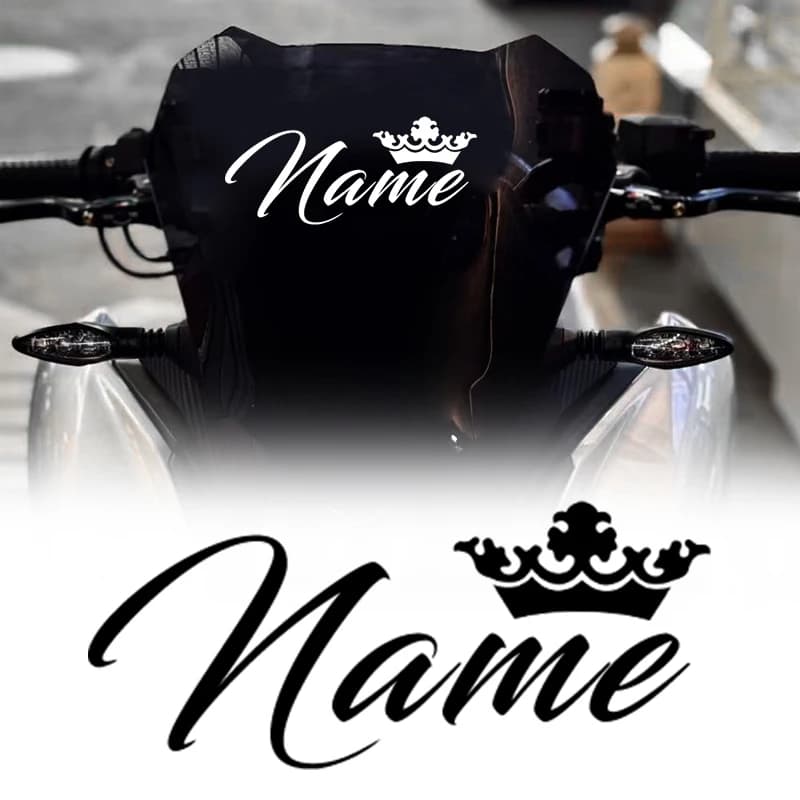 1PC Customize Your Name With Crown Custom Motorcycle Sticker Universal Vinyl Decalcomanie Waterproof for Self-adhesive Car DIY