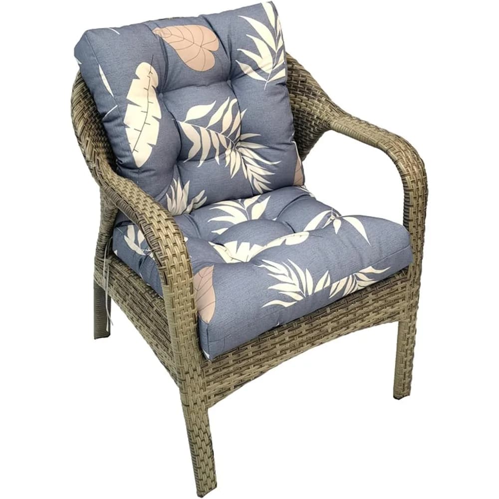 Outdoor chairs cushions Waterproof floral low backrest 41,7 * 20,8 * 3", Outdoor wicker chair seat cushion with often quilted