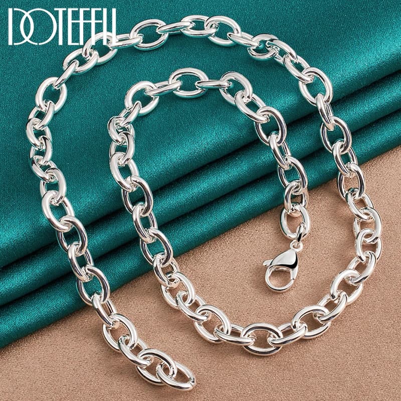 DOTEFFIL Collana a catena base originale da 18 pollici in argento sterling 925 con chiusura a moschettone per gioielli da donna