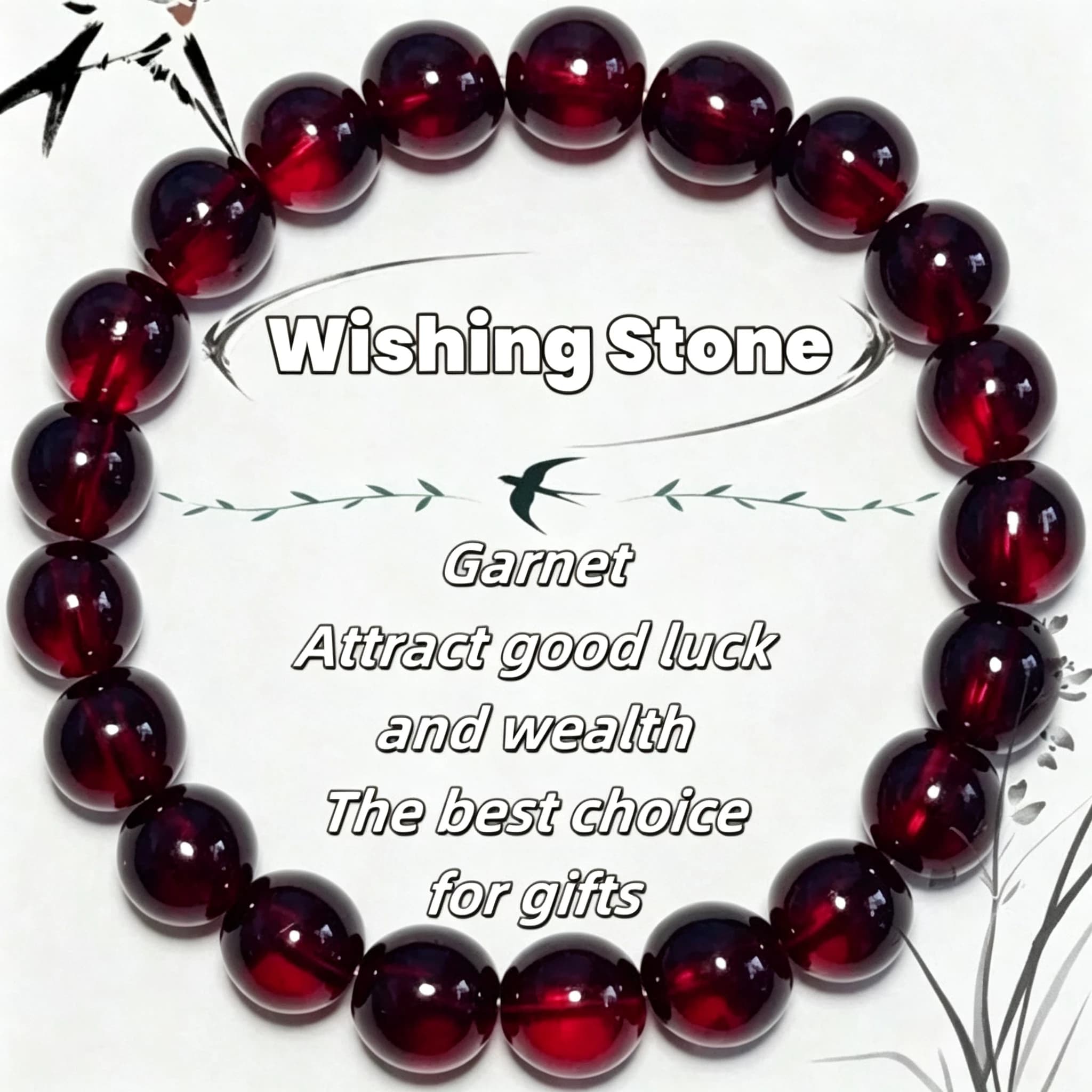 Natural Red Garnet Beaded Bracelet Wishing Stone Energy Crystal Bracelet Attract Wealth Good Luck Healing Bracelet Jewelry Gift for Women