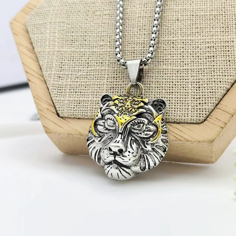1pcs Vintage Necklace For Both Men And Women Fashion Trend Tiger Head Pendant Jewelry