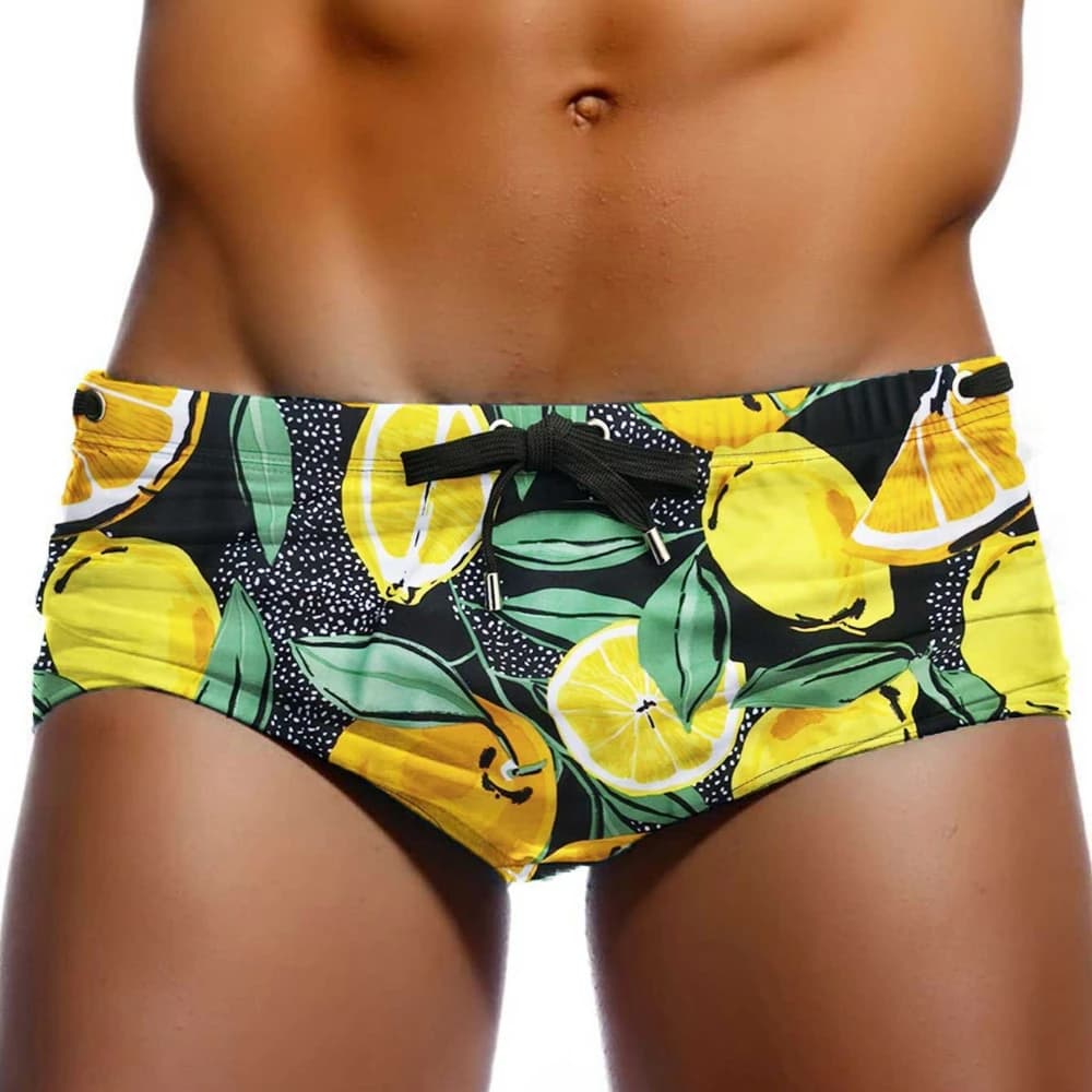 Costume da Bagno da Uomo, Boxer da Nuoto, Bikini, Pantaloncini da Surf, Shorts da Spiaggia con Stampa Arancione, Slip Sportivi Acquatici