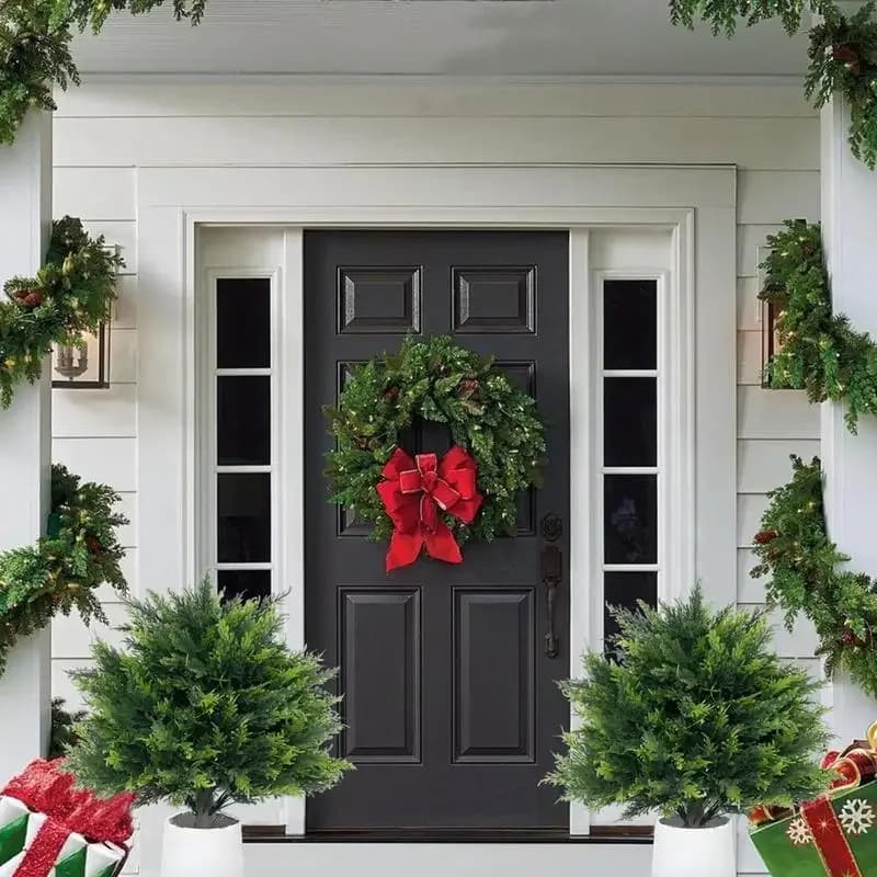 60 cm Artificial Cedar Topiary Tree, Realistic Evergreen Cypress Plant with Picchetto from Earth, Resistant to Intemperies for Interior and Outer Decorations