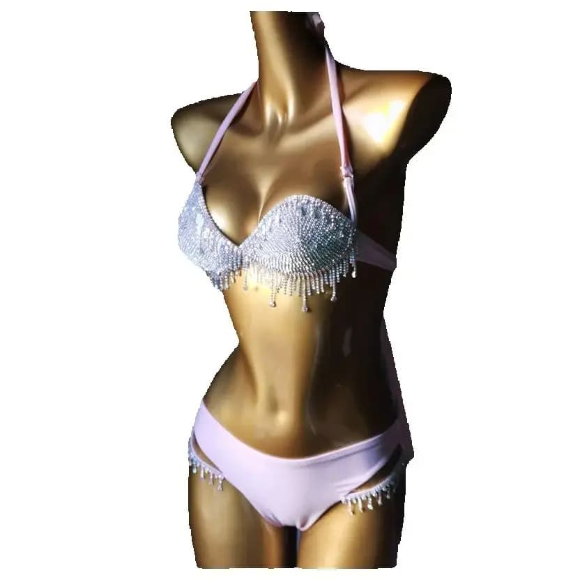 Donne sexy strass micro bikini beachwear rave esotico pole dance wear discoteca spogliarellista abiti porno costumi da bagno set