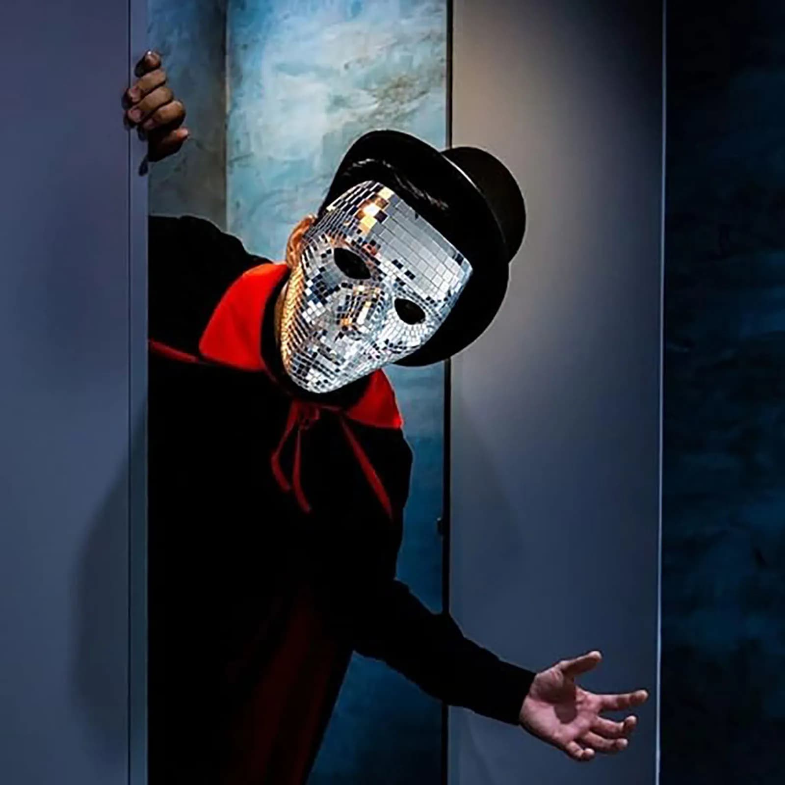 Maschera a Specchio con Mosaico, Stile Disco Brillante, Accessorio per Feste di Halloween e Carnevale