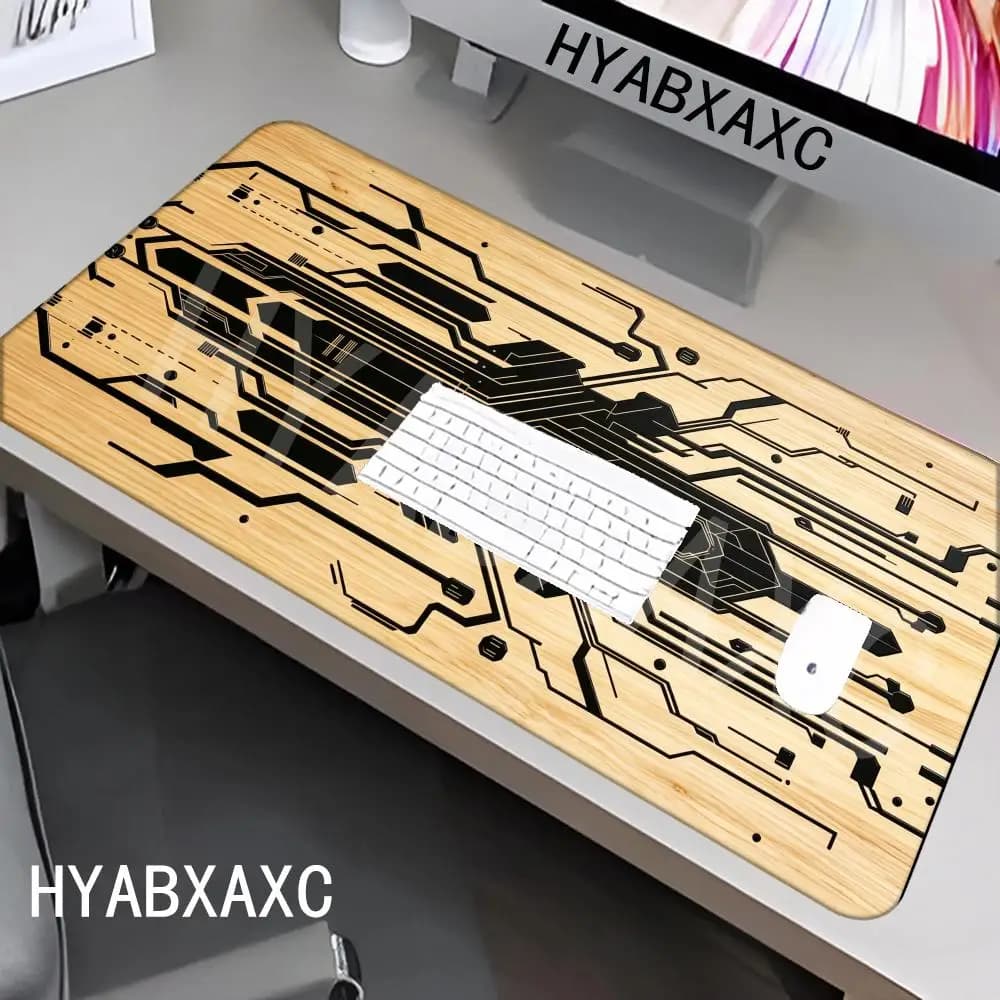 HYBXAXC Circuit Board Pattern Mouse Pad Non-slip Wood Grain Desk Mat for Gaming Office Laptop Keyboard