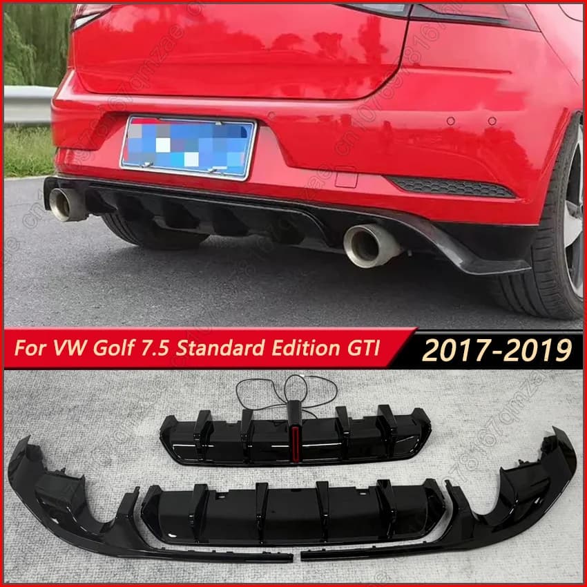 Rear Bumper Lip For VW Volkswagen Golf 7.5 Standard Edition GTI 2017-2019 Diffuser Chin Spoiler With Brake LED Body Kits Tuning