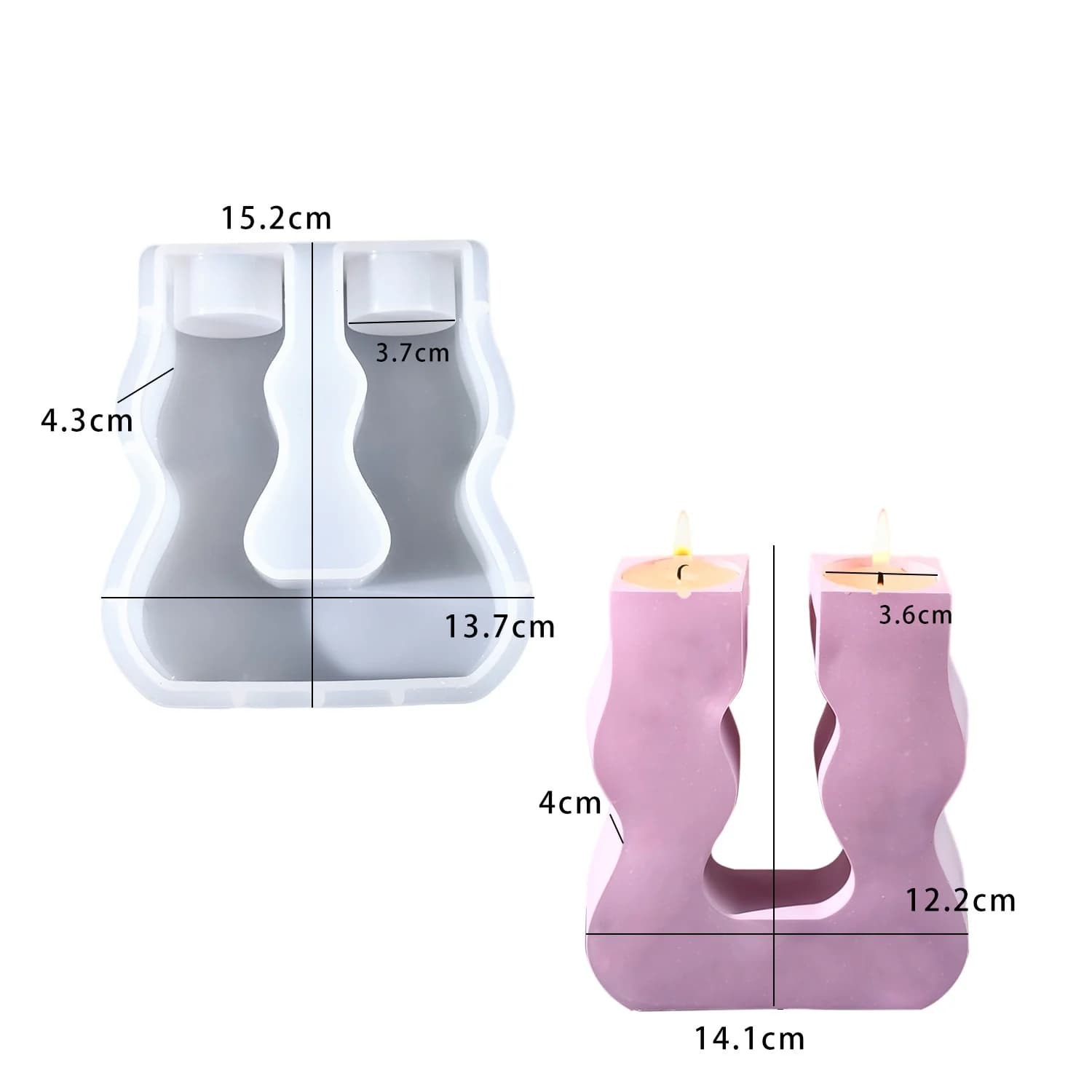 U-shaped silicone mold for epoxy resin candles DIY, for chalk decorations.