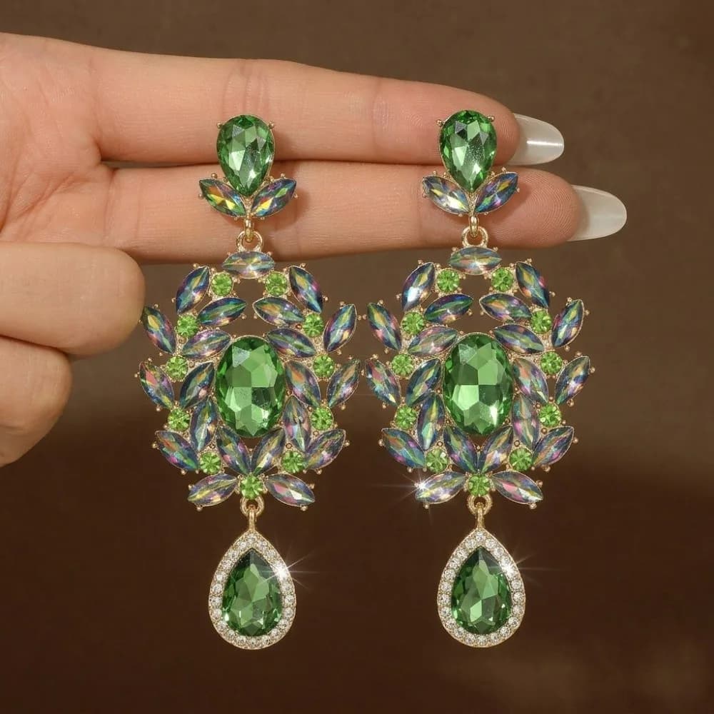 Modern Earrings Floral Shaped Earrings Jewelry Long High-end Design Earrings High-end Crystal Modern Style Earrings Bride