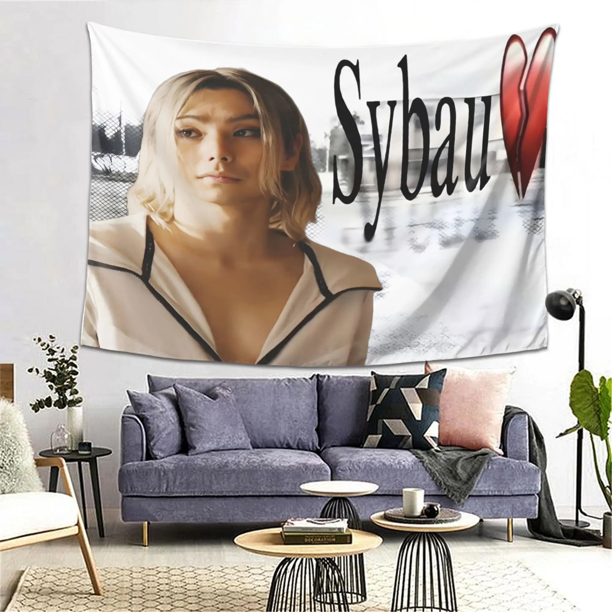 Chishiya Sybau Meme Guy Design Printed Casual Style Tapestry Wall Hanging Suitable for Any Scene Decoration Living Room Wall Mat