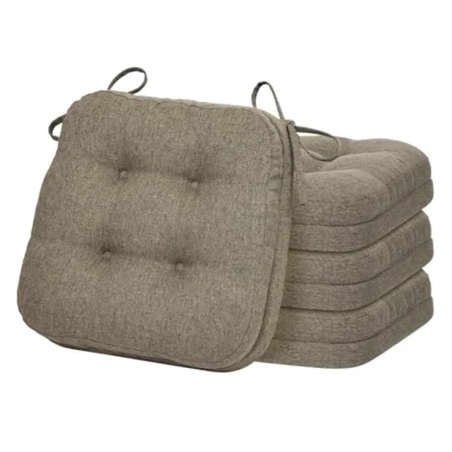 Set di 4 Cuscini per Sedie da Pranzo, Design Brevettato a Doppio Strato in Memory Foam, Cuscini Antiscivolo per Sedie da Cucina con Lacci, 16.5
