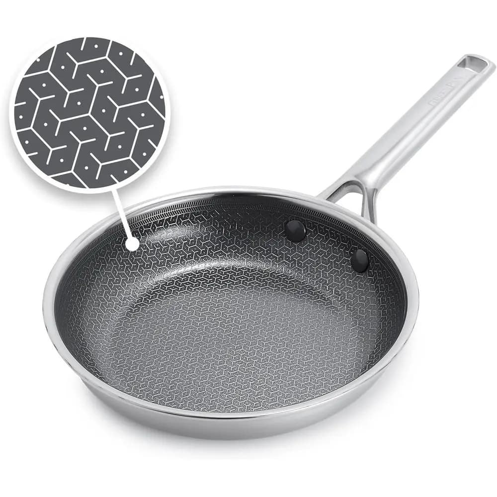 Set di 8 Padelle Antiaderenti in Acciaio Inox, Rivestimento Ceramico a Triplo Strato Resistente al Calore, Compatibili con Induzione e Tutti i Piani Cottura