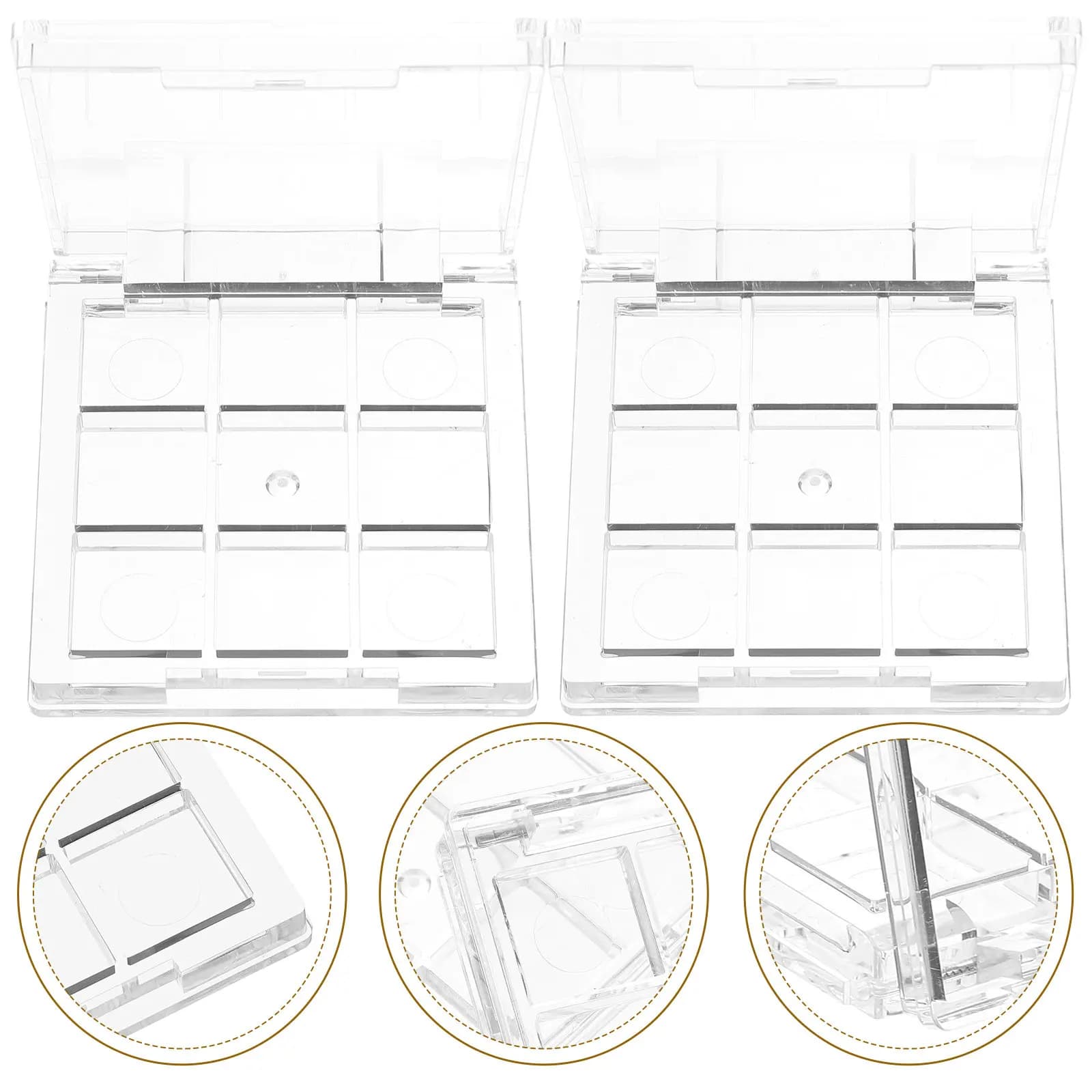 2Pcs Clear Empty Eyeshadow Containers DIY Refillable Storage Boxes Compact Makeup Pallet Holder Travel Blush