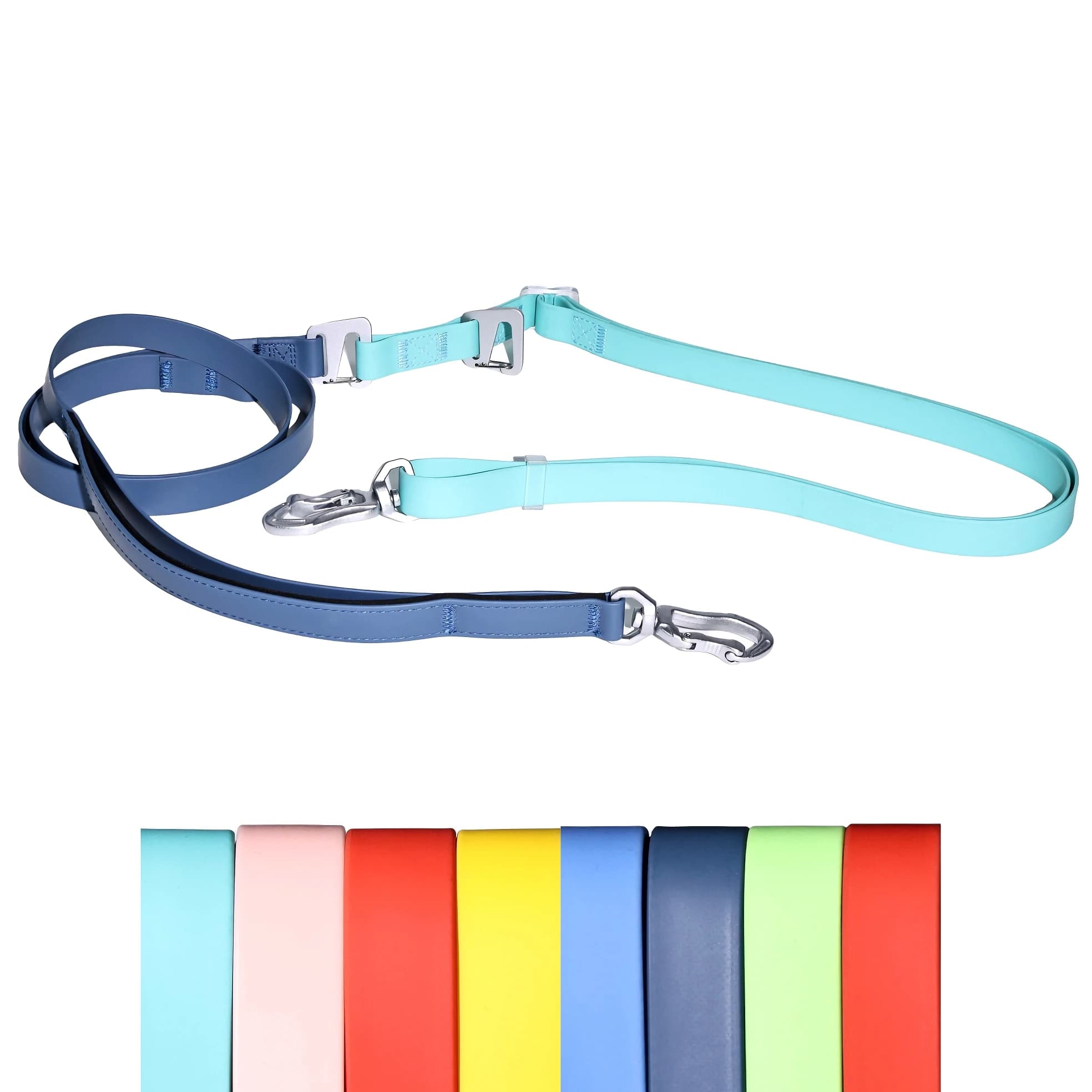 Guinzaglio per Cani in PVC Impermeabile, Regolabile e Multifunzionale, Guinzaglio a Tracolla per 2 Cani, per Corsa e Passeggio