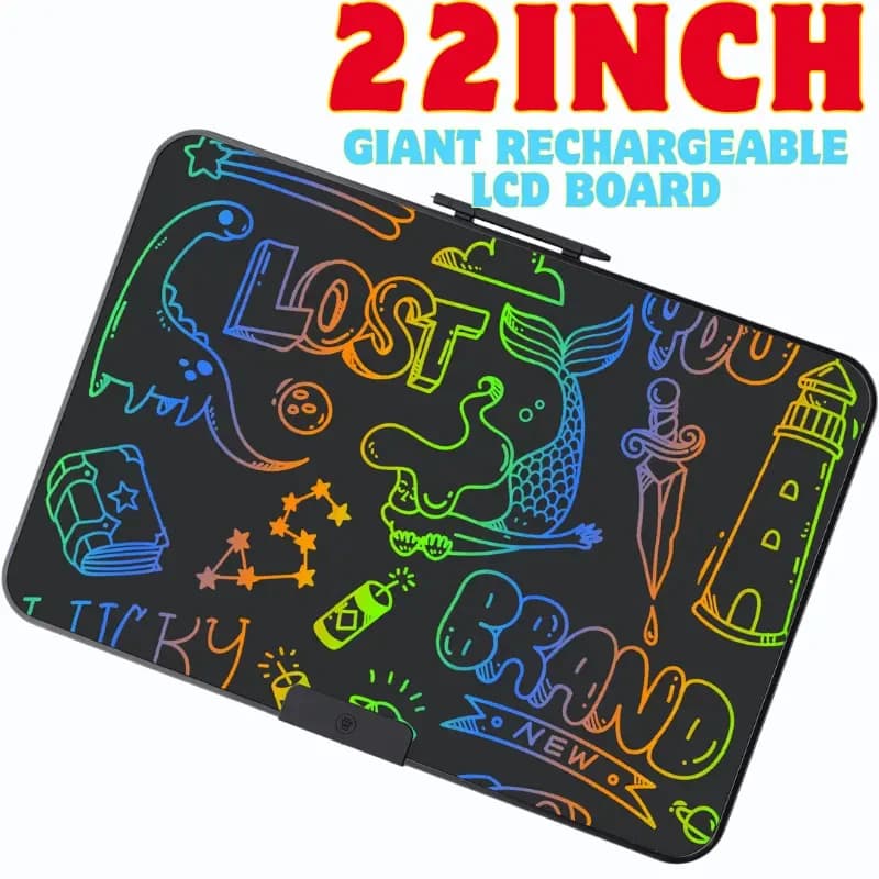 22 Inch LCD Writing Tablet for Kids, Colorful Electronic Drawing Board, Rechargeable Digital Doodle Pad, Learning Writing Board