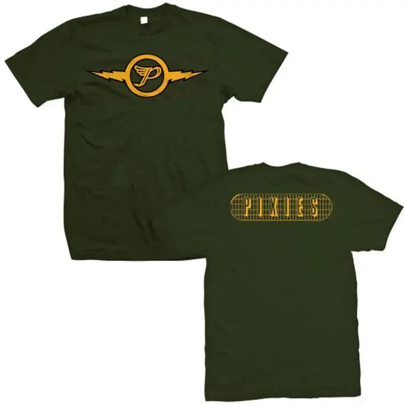 Maglietta Pixies Lightning Logo Uomo Verde Nuovo S Xl