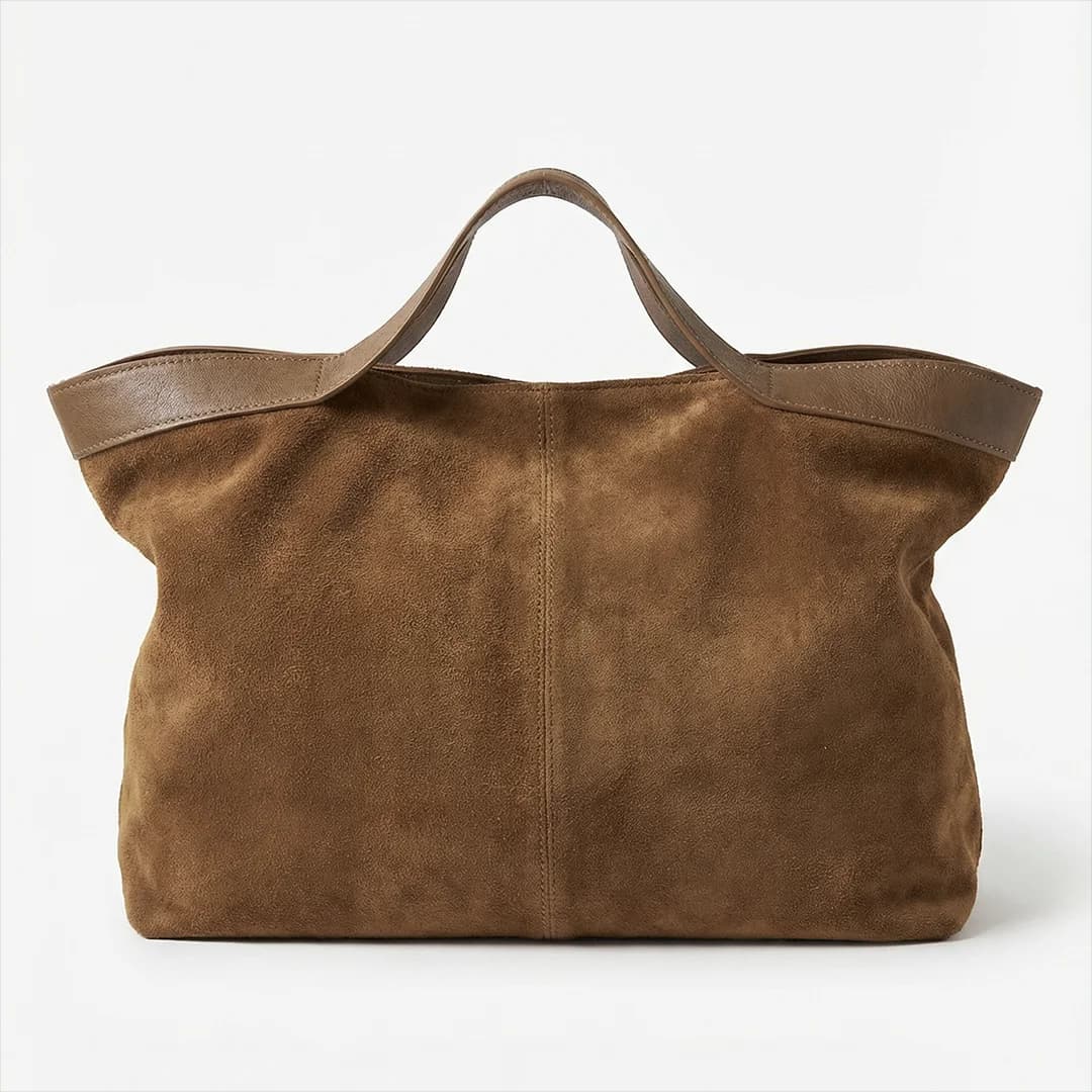 Women's Suede Leather Bag, Luxury Big Shoulder Bag with Leopard Print, New Vintage Collection for commuters