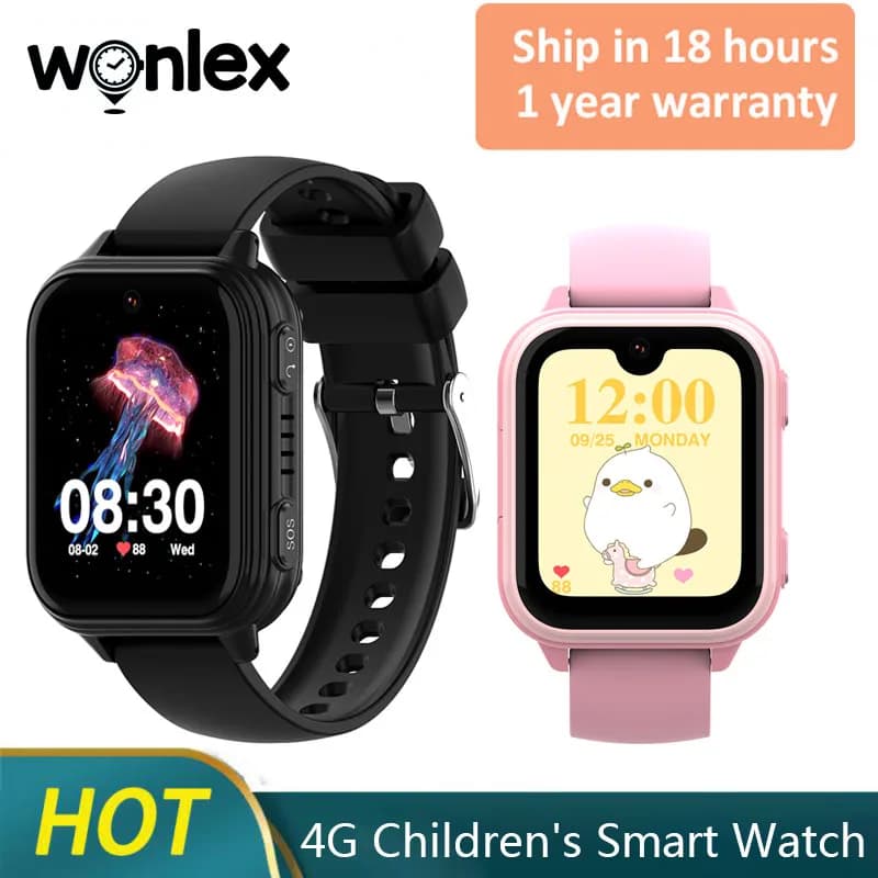 Wonlex 4G Kids Smart Watch KT33 GPS WiFi Tracker Videochiamata SmartWatch per bambini Whatsapp Monitoraggio della frequenza cardiaca Orologio del telefono