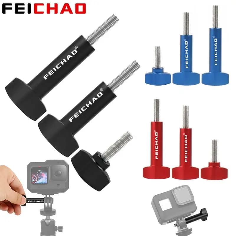Smoothed Head Screw M5 Stainless Steel Bolt and Aluminium Alloy T Head Hand Hook Lock Screw with Manual Handle for Gopro Insta360