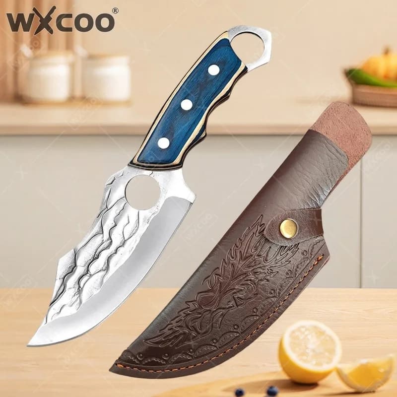 Coltello da Macellaio Professionale WXCOO, Coltello da Cucina in Acciaio Inossidabile Forgiato a Mano per Disossare, Affettare Pesce e Frutta