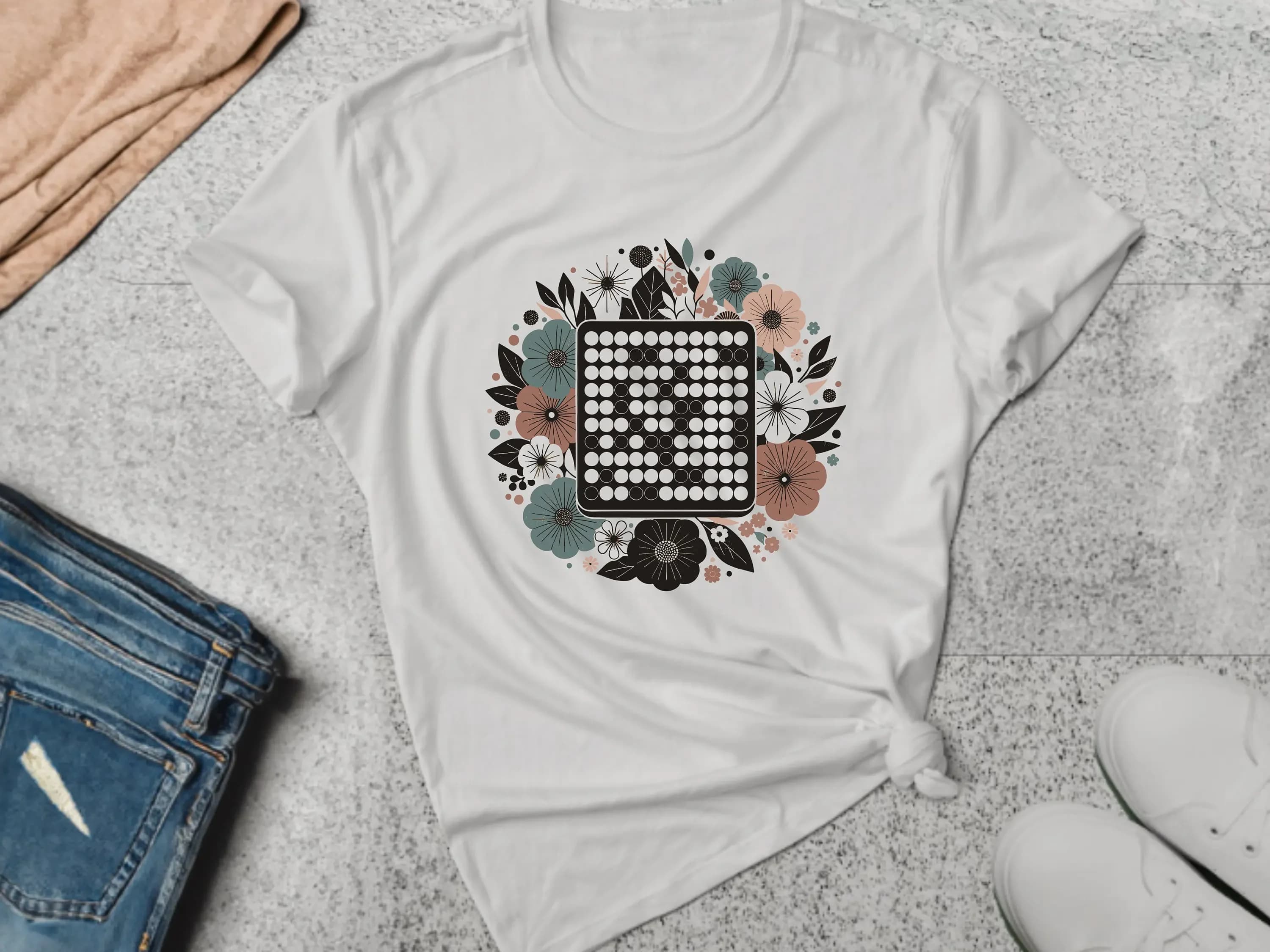 Go Game T Shirt Board Strategia floreale del giocatore di fiori
