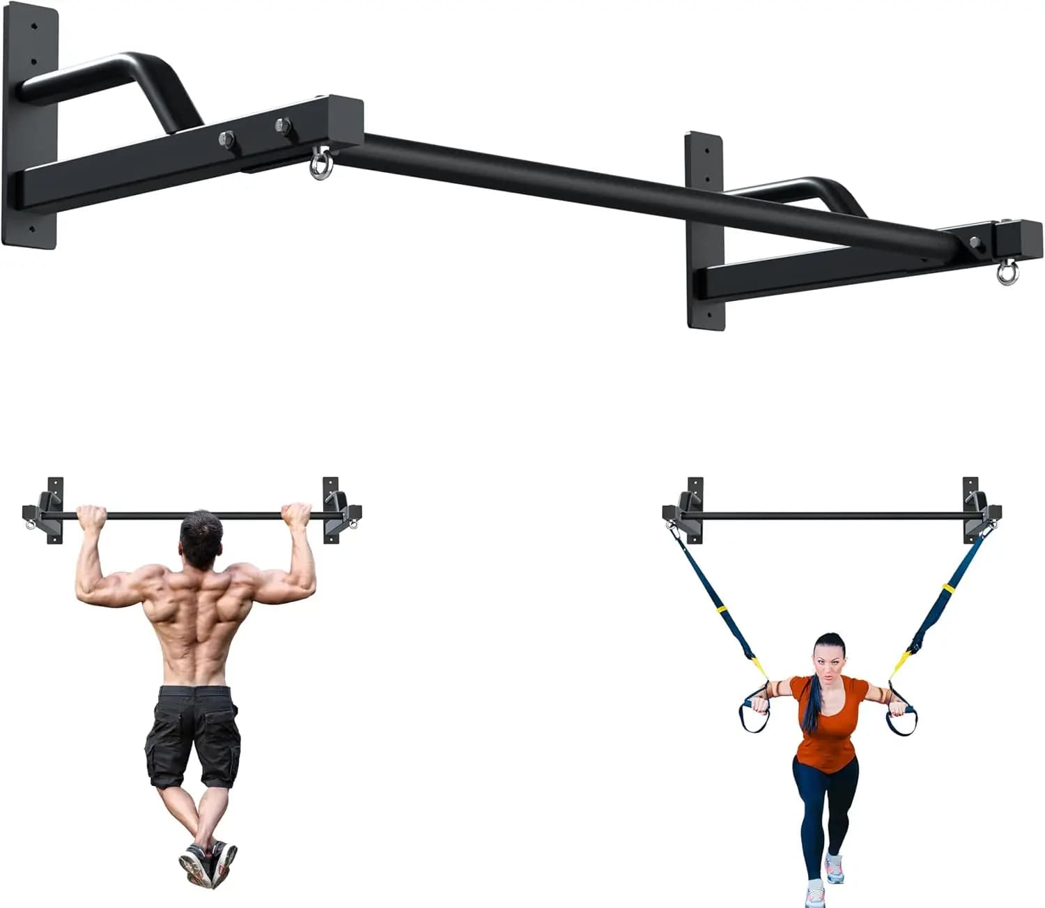 Wall mounted traction bar - Traction bar for heavy load resistance training of 600 pounds, Rogue traction bar ideal for domestic and commercial use