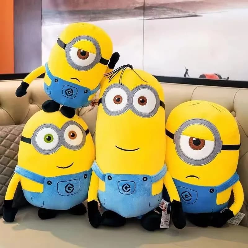 Minions Movie Periphery Yellow Plush Bob Plush Stuart Stuffed Toys In Jeans Soft Dolls Pillow Decoration Children Birthday Gift