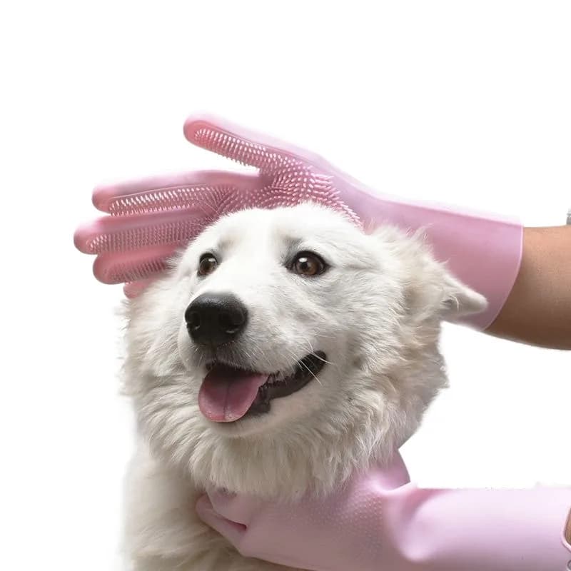 Guanti da bagno magici per animali domestici in silicone per shampoo da bagno per animali Guanti da spazzola per cani e gatti (confezione da 2)